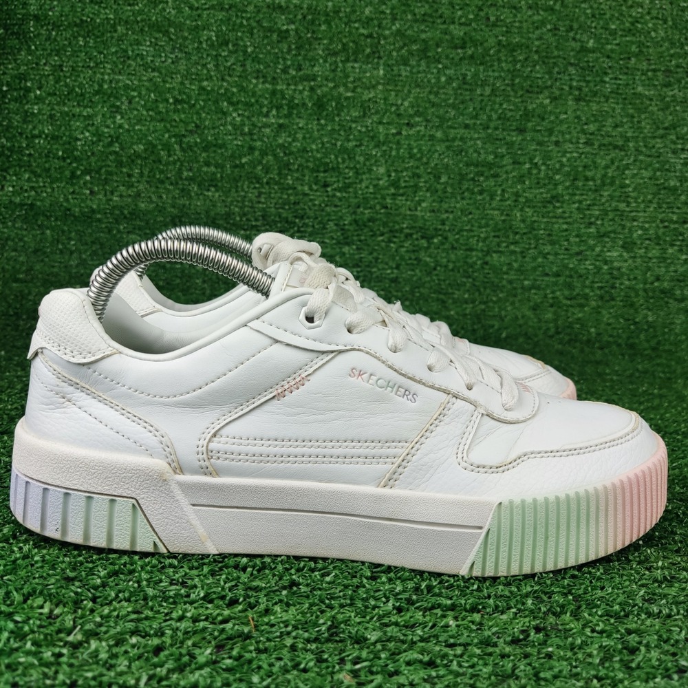 Skechers Sneakers Womens 9 White Court Classics 185090 Rainbow Ombre Platform
